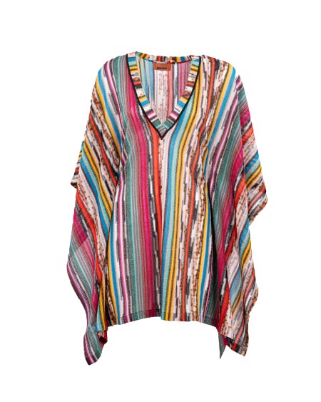 Shop MISSONI  Tunica: Missoni caftano copricostume corto con lurex.
Composizione: 97%Viscosa, 3%Fibra Metallizzata.
Made in Italy.. MC23SQ03 BR00ZZ-S208H